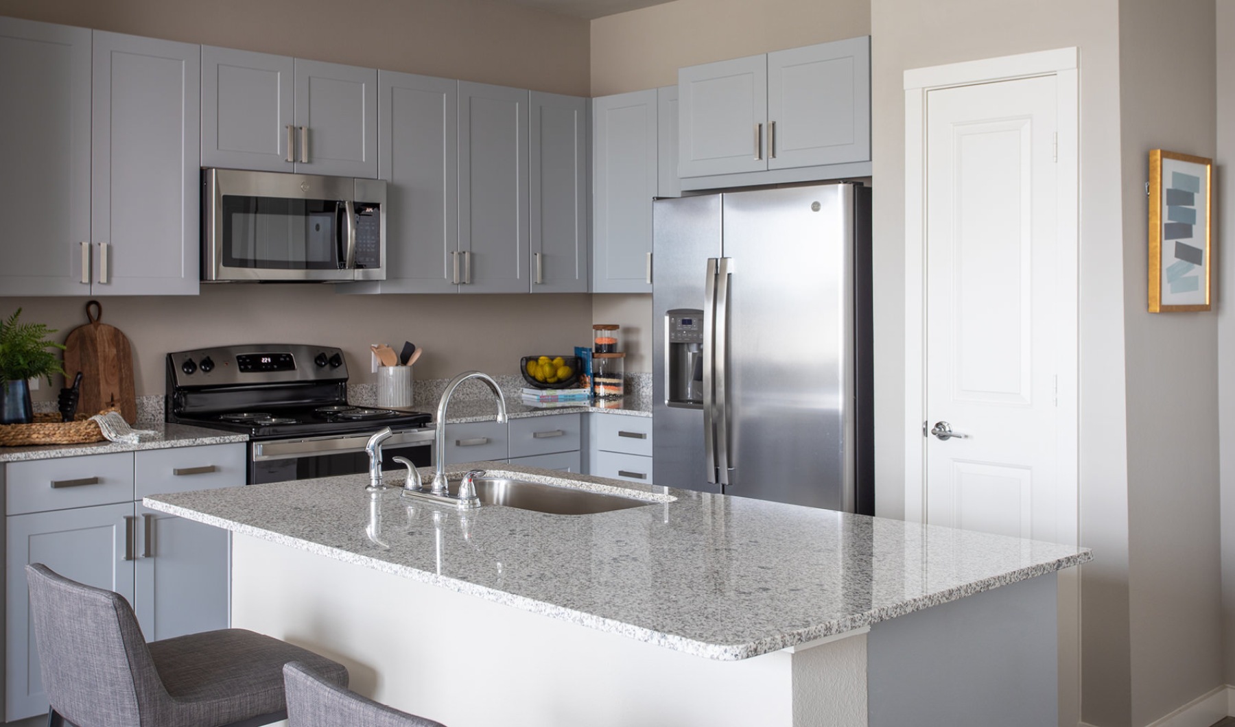Well-lit kitchen with ample counter space