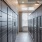 a room with black lockers