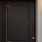 a black door in a hallway